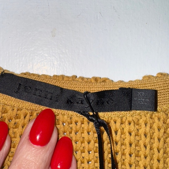 NWT JENNI KAYNE Cotton Cabin Sweater Mustard Yellow Women’s Size XL - Picture 7 of 10